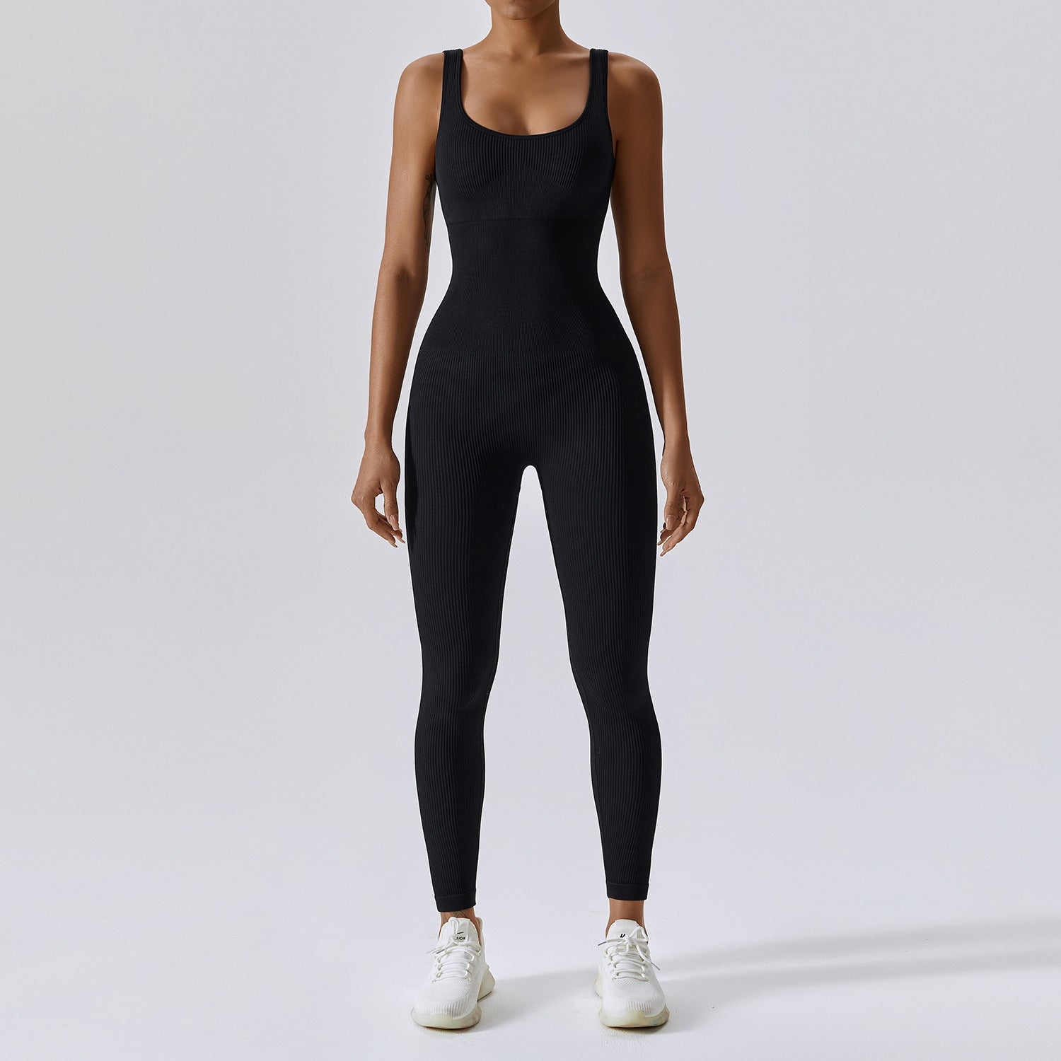Seamless Knitted Work out Jumpsuit with Long Pants Set